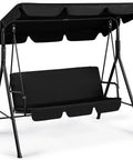 3-Seat Patio Swing Chair With Adjustable Canopy And Removable Cushions Outdoor Cozy Glider Lounge For Patio Garden Yard Porch Weatherproof Frame Sturdy Steel Construction Black