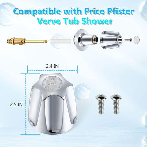 Shower Knob Replacement Set With Hot And Cold Handles For Price Pfister Verve Tub Shower Includes 2 Chrome Faucet Knobs 2 Screws