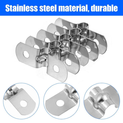 50 Pcs One Quarter Inch Two Hole U Strap Bracket For Pipes Conduit Stainless Steel Pipe Clamp M5 Thread Fixing Bracket Kit detail view