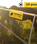 Electric Fence Warning Signs Set Of 10, 9.6 By 5 Inches, Durable Plastic For Farm And Home, Easy Mount With 5 Holes, Weatherproof Signage That Sticks Firmly To Keep Livestock And Property Safe on fence