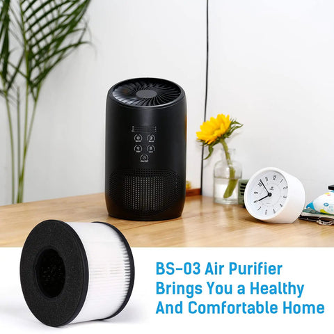 BS-03 air purifier with 3 In 1 HEPA Replacement Filter Set For BS-03 Air Purifier With Pre Filter, True HEPA, And Activated Carbon