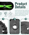 All In One Lawn Mower Blade Replacement Kit With Fan Bolts Nuts And Washers For Dual Blades Fits 21 Inch Mowers Compatible With LM2130SP LM2150SP And LM2160SP No Fuss Easy Install detailing fan and washers close-up