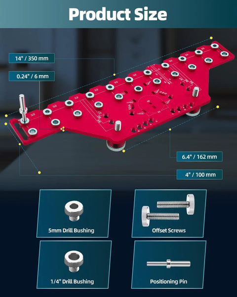 Two In One Cabinet Hardware Jig That Doubles As A Shelf Pin Drilling Guide With All Metal Self Contained Clamps and components
