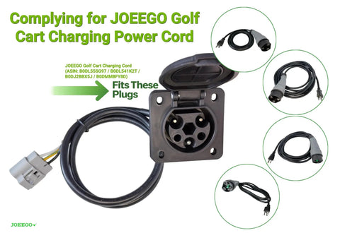JOEEGO Golf Cart Charging Cord with connector for specific plugs, sturdy design, ideal for electric vehicle power needs.