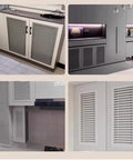 Heavy-Duty Aluminum Louvered Wall Grille Air Return Vent Cover for Living Rooms, Bathrooms, and Factories With Removable Access Hatch for Easy Maintenance and Dent-Resistant, Durable Metal Construction. Installed on cabinet doors