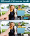 Comparison of 5MP video quality and 2K on Wireless 5MP Doorbell Camera With No Monthly Fee Ultra HD Video.