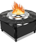 37 Inch Fire Pit Surround Tabletop For Solo Stove Bonfire Ranger 2.0 With Circular Safety Barrier And Heat Insulation Base