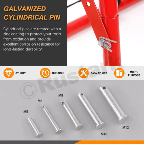 51 Piece Flat Head Clevis Pins Kit With 18 Sizes From M5 To M12 For Auto And DIY Projects includes galvanized pins for links.