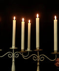 Flameless Taper Candles Set Of 8 With Remote And Timer, Real Wax 3D Wick Battery Operated Ivory Candles on candelabra