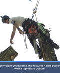 Arborist using chainsaw with Rope Storage Bag For Rock Climbing Gear Bucket Style Backpack Waterproof 1000D Nylon