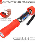 Ten Pack Mini LED Flashlights Each 100 Lumens With Pre Installed AAA Batteries Included, Compact ABS Casing Red Flashlight Open