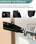 Heavy Duty Screen Door Closer Bracket Set With Mounting Screws Hella Tough Plastic Post Jamb Hardware For No Sweat Storm And Patio Door Replacements In Matte Black close-up on durable plastic bracket with screws