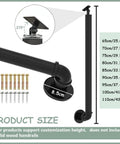 Rock Solid Black Wrought Iron Stair Railing With Side Mount Deck Post And Screw Kit 41 Inch adjustable steel banister components.