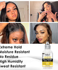 Women applying Waterproof Lace Front Wig Glue For A Strong Clear Bond That Delivers Invisible Hold On Hair Replacement For A Natural Look Water Based Adhesive 1.28 Fl Oz