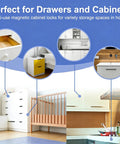 Powerful Magnetic Cabinet Locks For Baby Proofing With No Drill Adhesive Install on drawers and cabinets in home environment