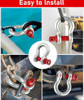 3 Piece Set Of One Half Inch D Ring Shackles Crafted From Tough As Nails Galvanized Steel Clevis Hardware Featuring Thickened Pin Design for rigging on various setups.