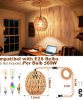 Handcrafted Rattan Pendant Light With Extended Plug In Cord and Simple Toggle Switch brings chill weekend vibes, features 7.88 inch egg shade.