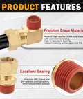 Product features displaying Five Pack Air Brake Nylon Tubing Brass Union Fittings Three Eighths Inch Tube Outside Diameter To One Fourth Inch NPT Thread Straight Compression Fittings For Nylon Hose DOT Approved For Truck Trailers.
