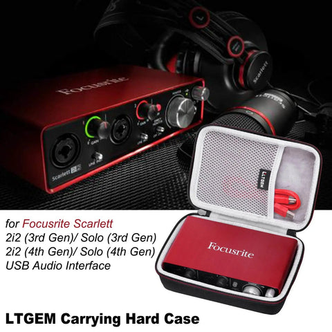 Open Road Ready Tough EVA Case For Focusrite Scarlett 2i2 4th Gen And Solo 4th Gen And 2i2 3rd Gen USB Audio Interface with accessories