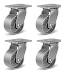 Heavy Duty Industrial 4X2 Swivel Caster Wheels With Galvanized Steel And Cast Iron Hub 3200 lb Load Capacity quad set for tool carts.