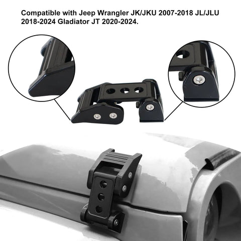 Beefed Up Aluminum Hood Lock Latch Kit for Jeep Wrangler JK JKU JL JLU Gladiator JT Vehicles Heavy Duty Hood Latch Catch Black Finish