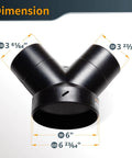 Y Fitting Dust Collector Reducer 6 Inch To 4 Inch Hose Adapter For Woodworking Dust Collection System Black Three Hole Connector