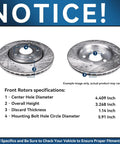 Front Brake Kit With Drilled And Slotted Rotors And Ceramic Pads For Toyota Tundra Sequoia Land Cruiser And Lexus LX570 13.89 Inch Front Rotor Replacement Beefed Up Stopping Power image showing rotor specifications
