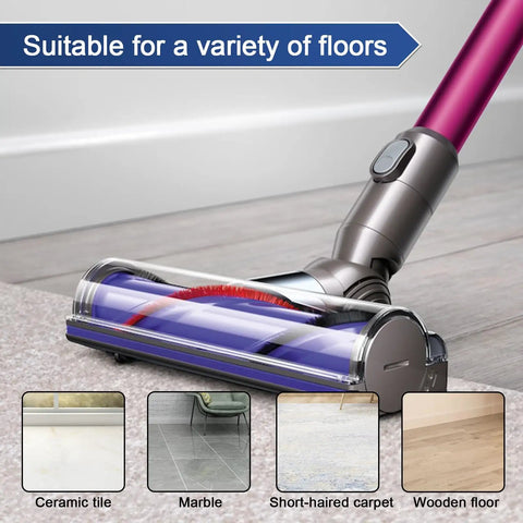 Quick Release Vacuum Attachment Motorhead For Cordless Cleaners on hardwood floor with cleaning surface display