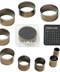 Leather Circle Cutter Set For DIY Leather Projects, 9 Piece Circle Punch Tool Kit Spanning 15 To 55mm, shown with steel dies