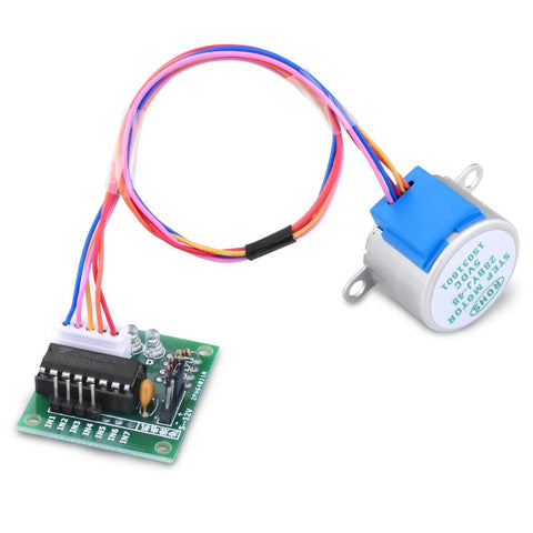 28BYJ-48 geared stepper motor with ULN2003 driver board and multicolor wiring