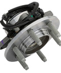 Direct Swap Front Wheel Bearing And Hub Assembly For 2010-2014 Ford Expedition Lincoln Navigator F150 4wd, detailed view with wiring harness.