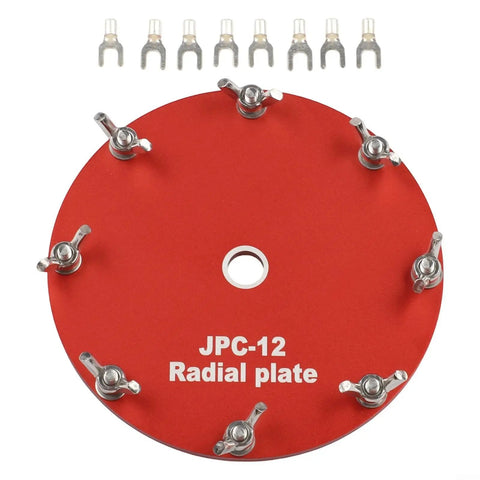 Portable Shortwave Antenna Grounding Grid Plate, Aluminum 11 Cm Red Disk With Fork Terminals For JPC-12 PAC-12 shown