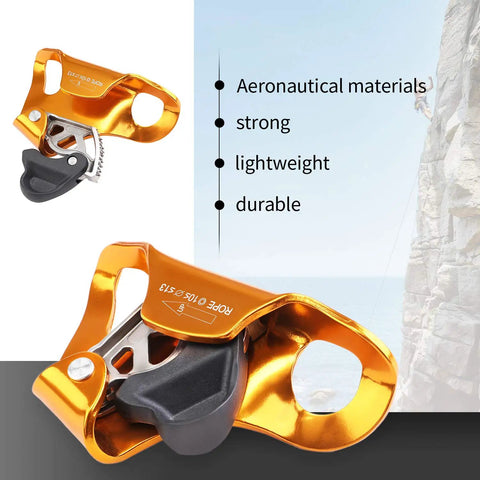 Beefy Lightweight Aluminum Chest Ascender with toothed clamp for 10-13 mm rope, ideal for rock climbing and rappelling, supports 220 lb