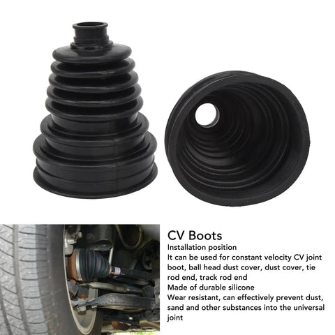 Top Tier Universal Silicone CV Joint Boot Kit Two Pack delivers hardcore dust coverage; durable black silicone installation kit.