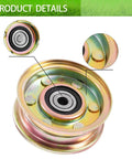 Front view of zinc-plated flat idler pulley with bearing for lawn mowers