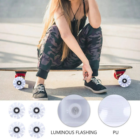 Light Up Roller Skate Wheel Set For Outdoor Indoor Inline Skates And Quad Skates Replacement PU Wheel With LED displayed