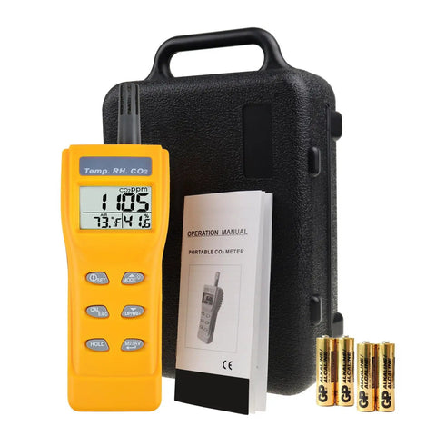 Must Have Handheld CO2 Meter With Alarm 0 To 9999ppm Carbon Dioxide Detector Temperature And Humidity Readouts NDIR Sensor