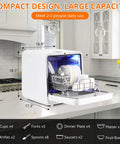 Hella Compact Countertop Dishwasher With Built In Five Liter Tank showing open design with dishes inside, perfect for small spaces.