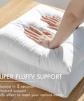 Hands pressing on Premium Outdoor Pillow Inserts Pack Of 2 Square 18 By 18 Inches Water Resistant Polyester Throw Pillows