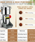 Heavy Duty 800G Electric Grain Grinder Mill 2000W Swing Type High Speed Pulverizer with coffee grind times illustration