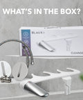Non Electric Bidet Attachment For Toilet With Adjustable Water Pressure Front And Rear Cleaning Four Pressure Settings Easy Install ABS Plastic Toilet Washer Upgrade Your Bathroom Hygiene on packaging with parts displayed.