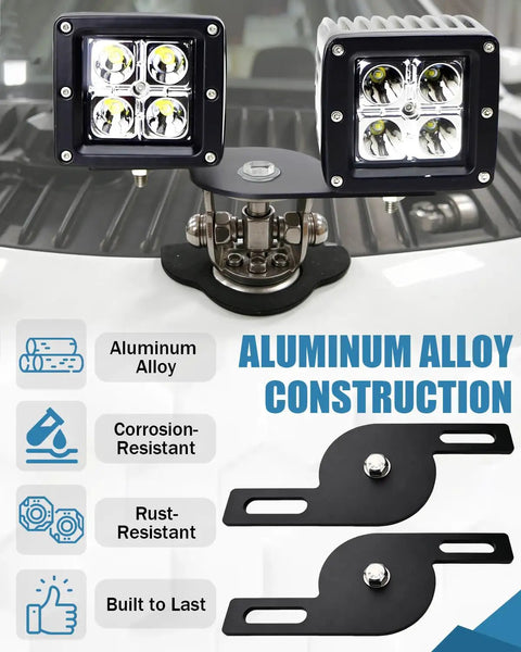 Universal Dual Pod Light Mounting Brackets for Off Road Vehicles with aluminum alloy construction