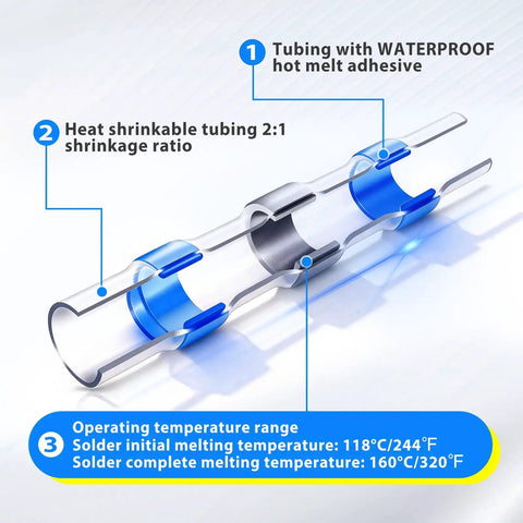 Solder Seal Wire Connectors Kit For Quick DIY Install With Waterproof Heat Shrink Sleeves Marine Grade Electrical Terminals