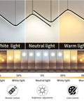 Linear LED Chandelier With Remote Dimmable 35.4 Inch Tunable 3000K-6000K Lights in White, Neutral, Warm Modes