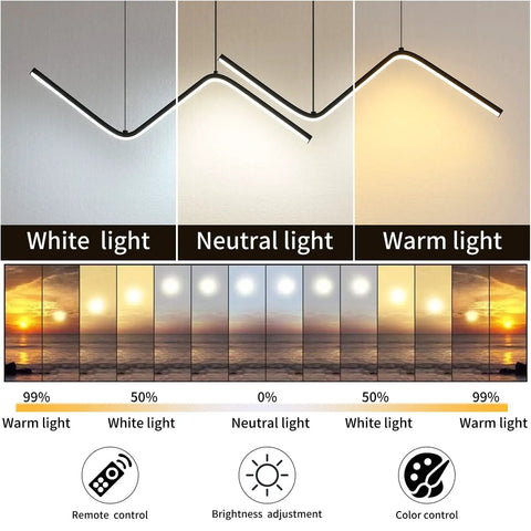 Linear LED Chandelier With Remote Dimmable 35.4 Inch Tunable 3000K-6000K Lights in White, Neutral, Warm Modes