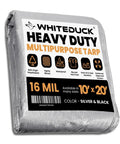 Built Tough Heavy Duty Poly Tarp Cover 16 Mil And 10 Mil With Grommets And Reinforced Edges 20x30 Ft in silver