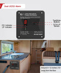Top Rated Two In One Rv Carbon Monoxide And Propane Gas Leak Detector With A Slick 100Db Siren And Straightforward 12V Flush Mount Install displayed in a camper van.