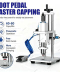 High Speed Pneumatic Vial Sealing Machine For Aluminum Glass Bottles Foot Pedal Tabletop Capper with hose and sealing mechanism.