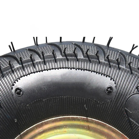 Close-up of 10 inch Tough As Nails heavy duty swivel plate caster with inflatable shock absorbing design and double ball bearings
