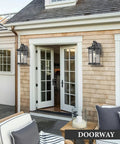 Large Outdoor Porch Light Wall Mount 15 Inch Sconce With Seeded Glass Exterior Lighting on patio doorway
